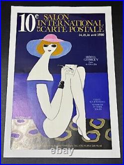 Affiche originale entoilée Salon de la carte postale signée Villemot 1980