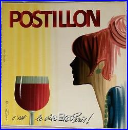 Affiche originale entoilée Vin de Paris POSTILLON Alain Gauthier