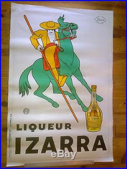 Affiche originale liqueur Izarra fond blanc 1934