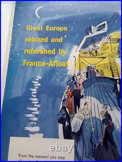 Affiche originale lithographie FRENCH LINE de l'illustrateur Jean Pagès 1955
