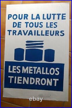 Affiche originale mai 68 les metallos tiendront atelier populaire