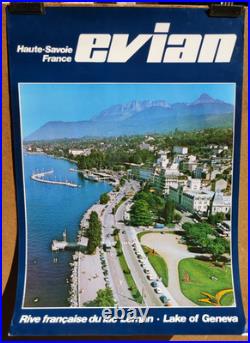 Affiche originale photo ancienne Evian Rive française du Lac Léman /RS169