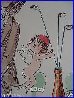 Affiche originale poster CHAMPAGNE PERRIER JOUET par PEYNET golf sein nu colombe