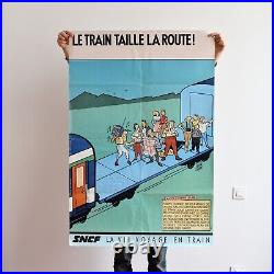 Affiche originale publicitaire de train SNCF 1984 Publicis Serge Clerc