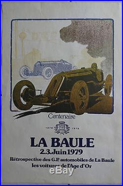 Affiche originale signée Géo Ham, Rétrospective G. P. Automobiles 1979 la Baule