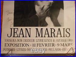 Affiche photo noir et blanc 1980 JEAN MARAIS dédicacé par jean Marais 50 x 70 cm