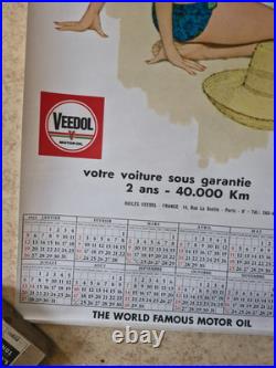 Affiche pin up huiles veedol calendrier 1969 signé archie dickens
