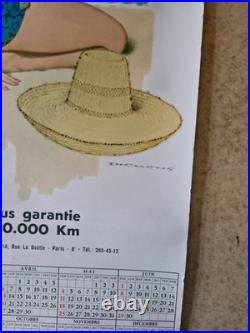 Affiche pin up huiles veedol calendrier 1969 signé archie dickens