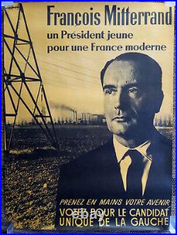 Affiche politique ancienne FRANCOIS MITTERRAND Elections présidentielles 1965