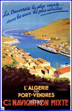 Affiche poster algerie port vendres navigation mixte