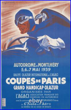 Affiche poster circuit montlhery 1939 course paris