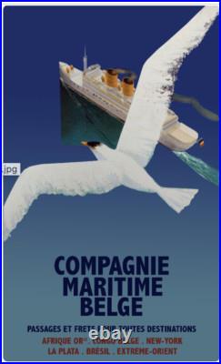 Affiche poster compagnie maritime belge