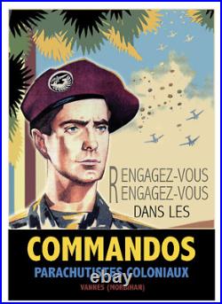 Affiche poster engagez vous commandos parachutistes coloniaux