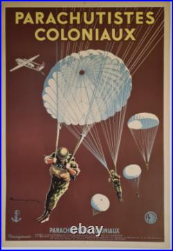 Affiche poster parachutistes coloniaux