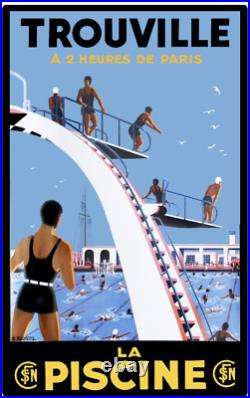 Affiche poster trouville piscine