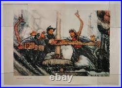 Affiche propagande CHINOISE les OUVRIERS de DAQING n'ont pas d'Hiver 1974