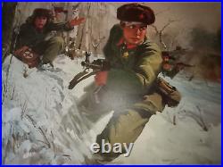 Affiche propagande COMMUNISME CHINOIS 1974 COLLÉE SUR PAPIER SALISSURES