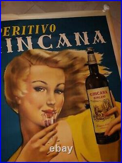 Affiche publicitaire ancienne GINCANA originale 1950 TTB