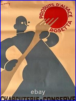 Affiche publicitaire ancienne art deco charcuterie ROESS 1933 dupin leon