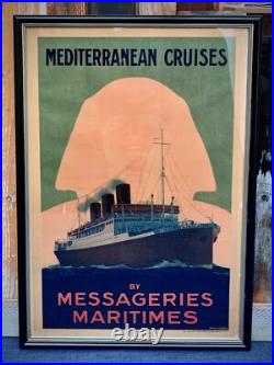 Affiche publicitaire les croisières Méditerranée Messageries maritimes marine