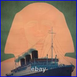 Affiche publicitaire les croisières Méditerranée Messageries maritimes marine