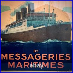 Affiche publicitaire les croisières Méditerranée Messageries maritimes marine