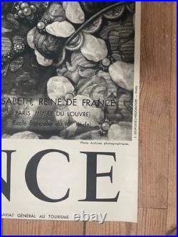 Affiche publicitaire tourisme 1950, Reine Elisabeth, Louvre 4880. Intacte