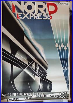Affiche reproduction litho A. M. Cassandre Nord Express 1980 Henri Mouron