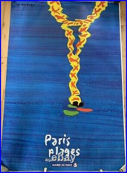 Affiche roulée originale PARIS Plages 2010 Michel QUAREZ -115x175cm- Neuve