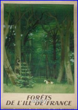 Affiche sncf forêts ile de france 1949 par chapelain midy100x41
