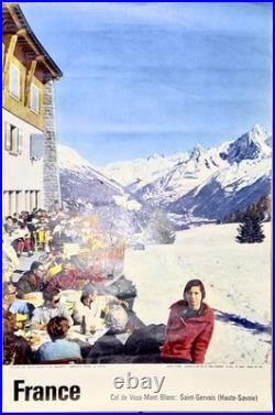 Affiche touristique originale Mont-Blanc Saint-Gervais 1962 Alps France 40×60
