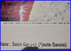 Affiche touristique originale Mont-Blanc Saint-Gervais 1962 Alps France 40×60