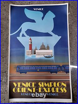 Affiche vintage Voyage, ORIENT EXPRESS VENICE SIMPLON. FIX MASSEAU