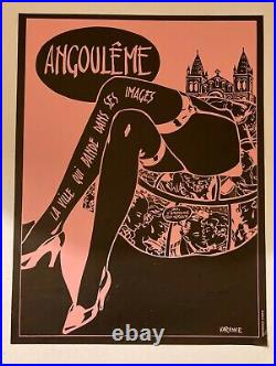 Affiche vintage poster Angouleme signé VARENNE LA VILLE QUI BANDE DANS SES IMAGE