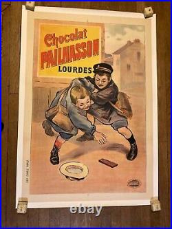 Affiche vintage poster chocolat Pailhasson LOURDES LITHO VERS 1910