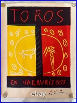 Affiches anciennes vintage en lettres exposition TOROS Picasso, Vallauris 1955