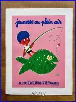 Affichette ancienne originale JEUNESSE AU PLEIN AIR HERVÉ MORVAN 1971