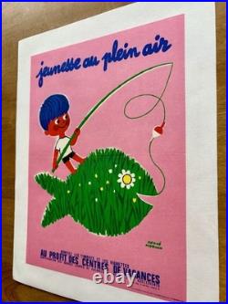Affichette ancienne originale JEUNESSE AU PLEIN AIR HERVÉ MORVAN 1971