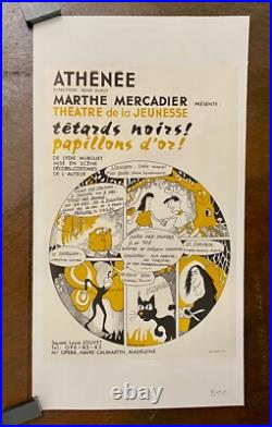 Affichette ancienne originale entoiléeThéatre ATHENEE Marthe Mercadier -30x20