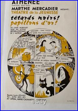 Affichette ancienne originale entoiléeThéatre ATHENEE Marthe Mercadier -30x20