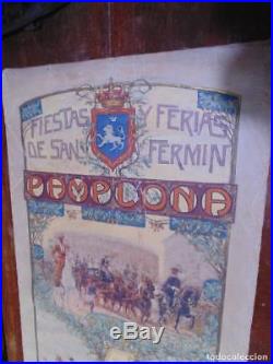Afiche Saint Fermín, tauromachie, 1913 huile sur toile, original et unique