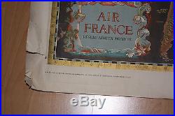 Air France- réseau aérien mondial- Lucien Boucher Affiche originale vers 1950