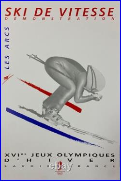 Albertville 92 Anonyme, 1992 SKI DE VITESSE Affiche Vintage Originale