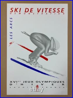 Albertville 92 Anonyme, 1992 SKI DE VITESSE Affiche Vintage Originale