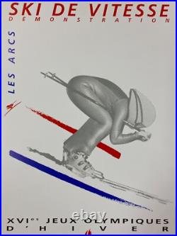 Albertville 92 Anonyme, 1992 SKI DE VITESSE Affiche Vintage Originale