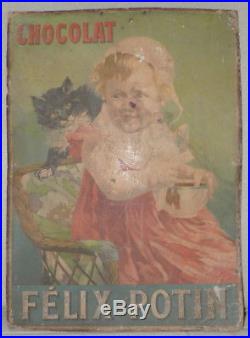 Ancien Pub Sur Carton Affiche Publicitaire Chocolat Felix Potin 1900