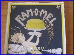 Ancienne Affiche Carton Publicitaire Flan-o-mel Entremets Exquis Miel