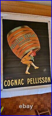 Ancienne Affiche Cognac Pellisson Cappiello 120 X 160 CM Grand Modele Superbe