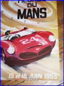 Ancienne Affiche Des 24 Heures Du Mans 1963 Original Poster 24 Hours 1963