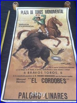 Ancienne Affiche Espagnole De Corrida Originale 1975 El Cordobés Palomo Linares